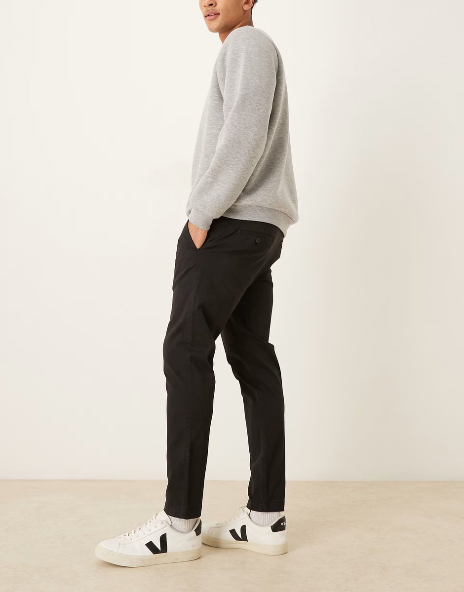 ASOS Mango cotton mix chino in black - 3