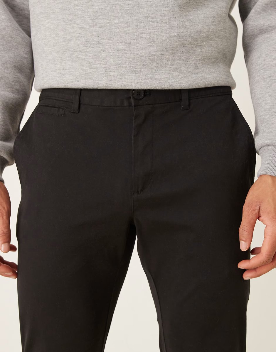 ASOS Mango cotton mix chino in black - 4