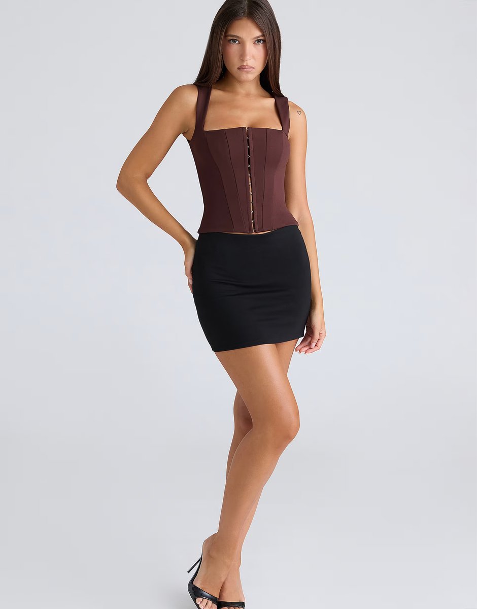 ASOS House of CB The balconette chocolat fitted corset top in chocolat - 3