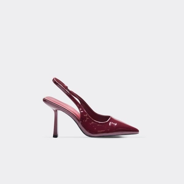 EGO Brooker Pointed Toe Slingback Court Heel In Burgundy Patent, Women's Size UK 3 - 1