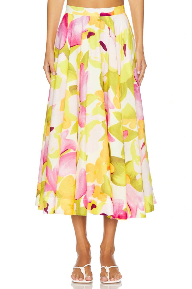 revolve Revolve Floral Midi Skirt with Bardot Neck in Wall Floral