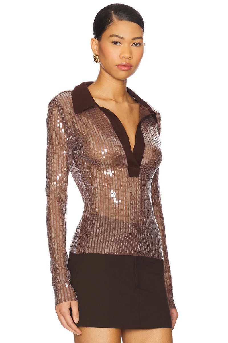 revolve Sequin Polo Top - 2