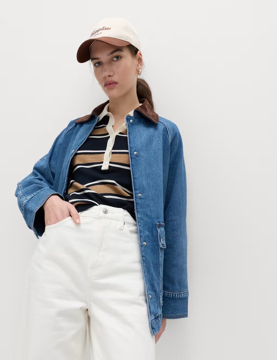 Marks & Spencer M&S Lyocell Blend Denim Collared Barn Jacket Medium Indigo - 3