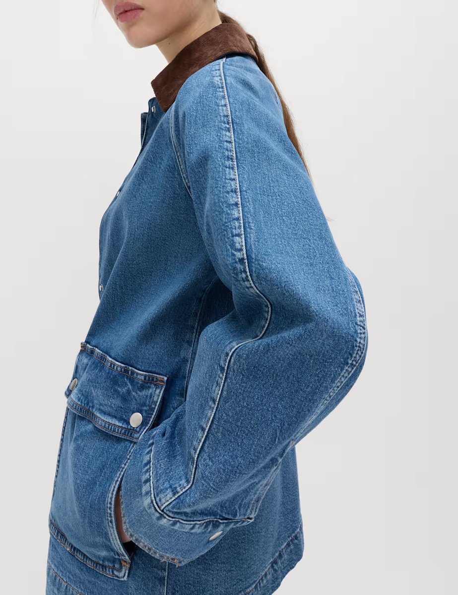 Marks & Spencer M&S Lyocell Blend Denim Collared Barn Jacket Medium Indigo - 4