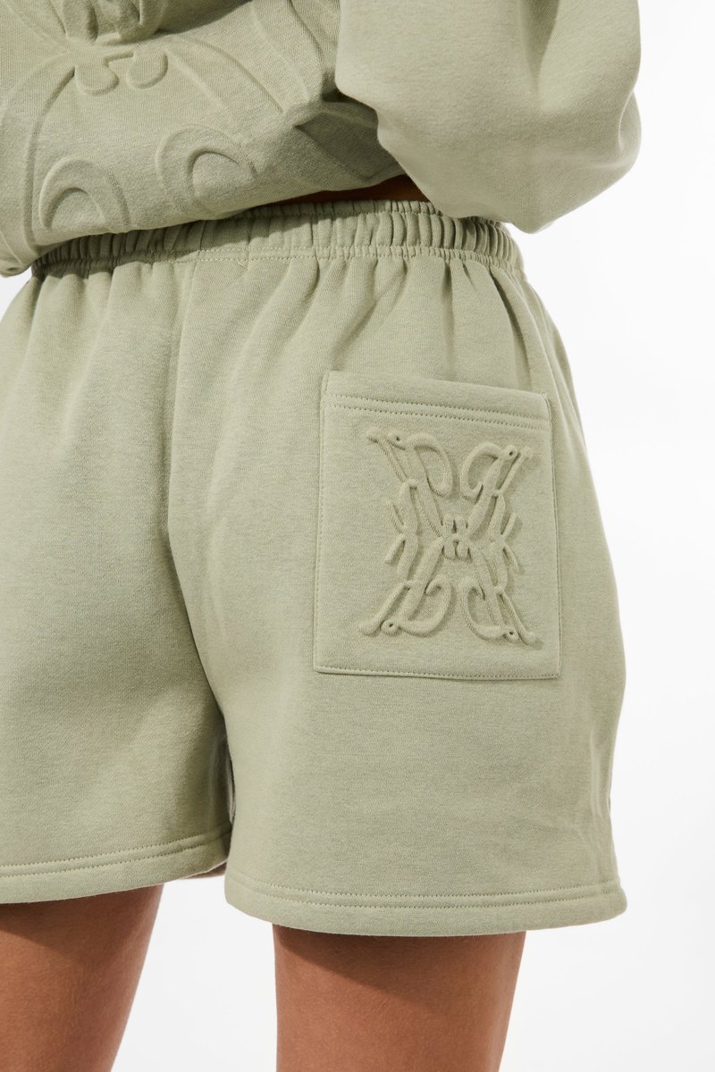 Kaiia Kaiia Embossed Mini Sweat Shorts Sage - 3