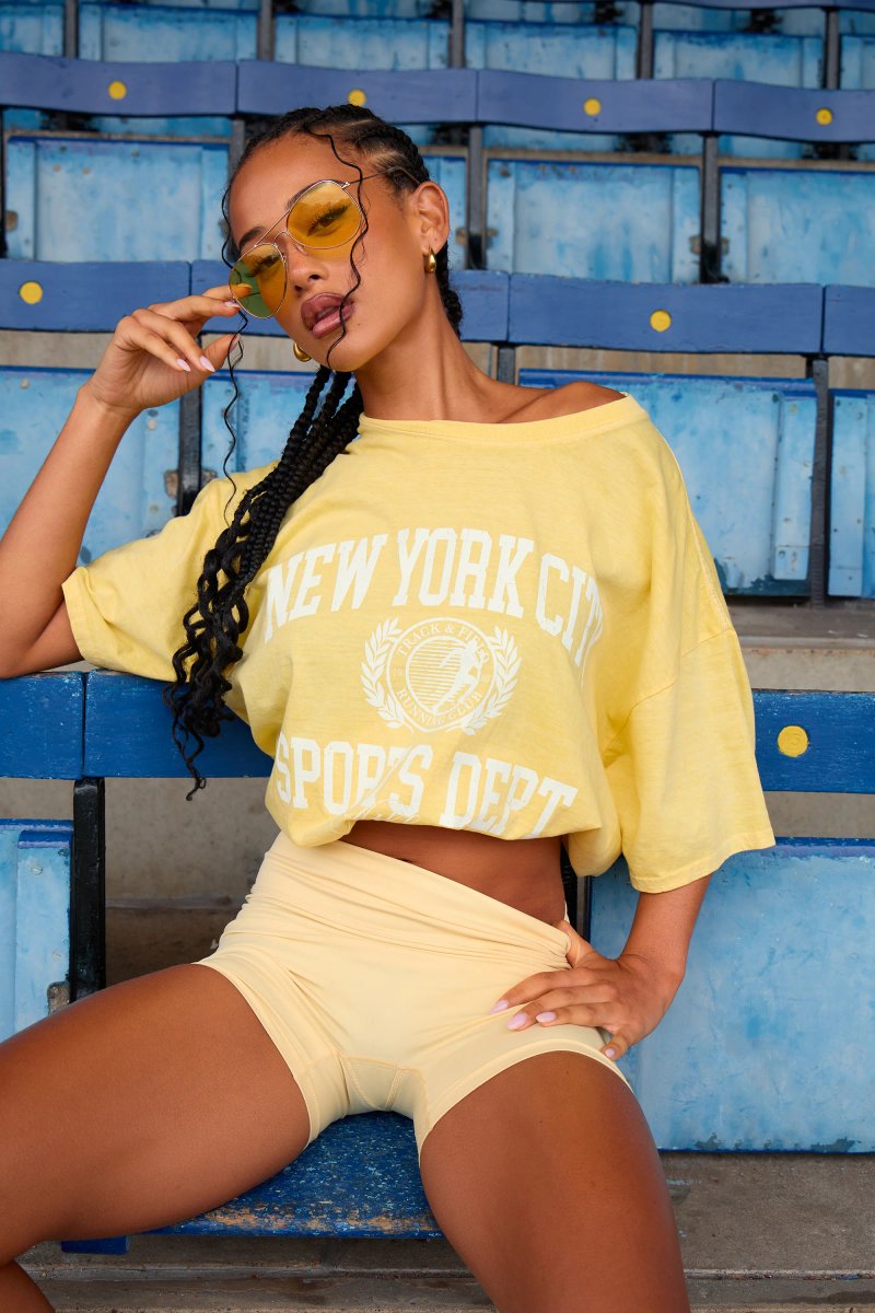 Kaiia Kaiia New York City Sports Overdyed Oversized T-shirt Yellow - 4