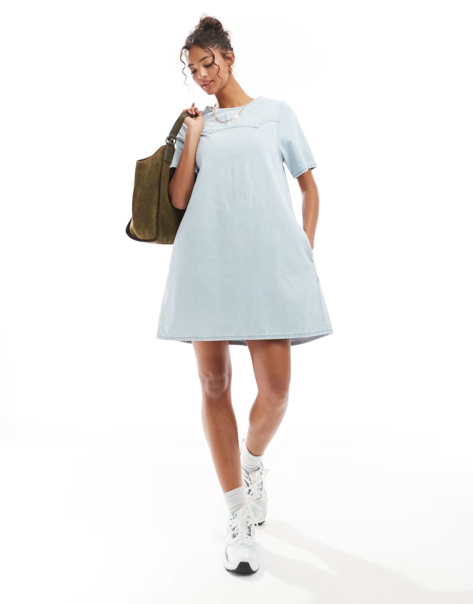 ASOS Levi's denim mini skirt dress in light blue - 3