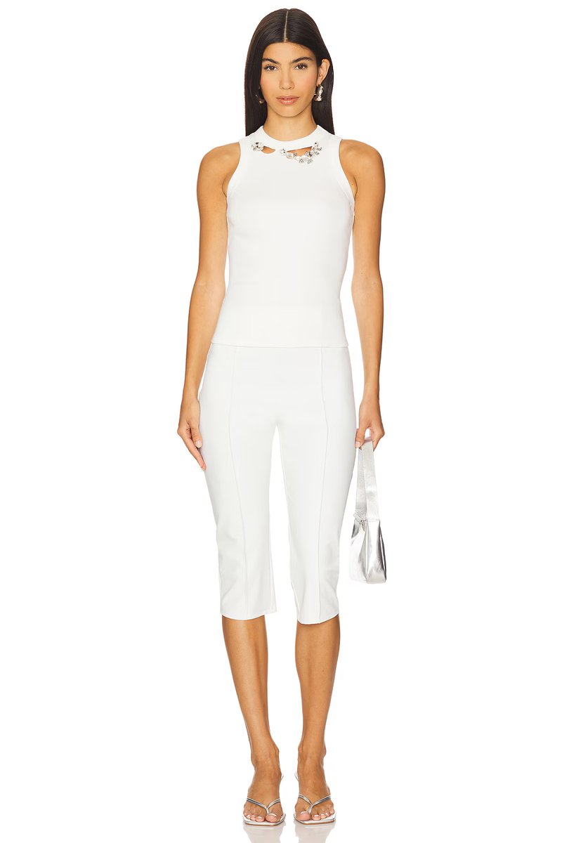 revolve Distressed Crystal Ribbed Knit Tank Top - 4