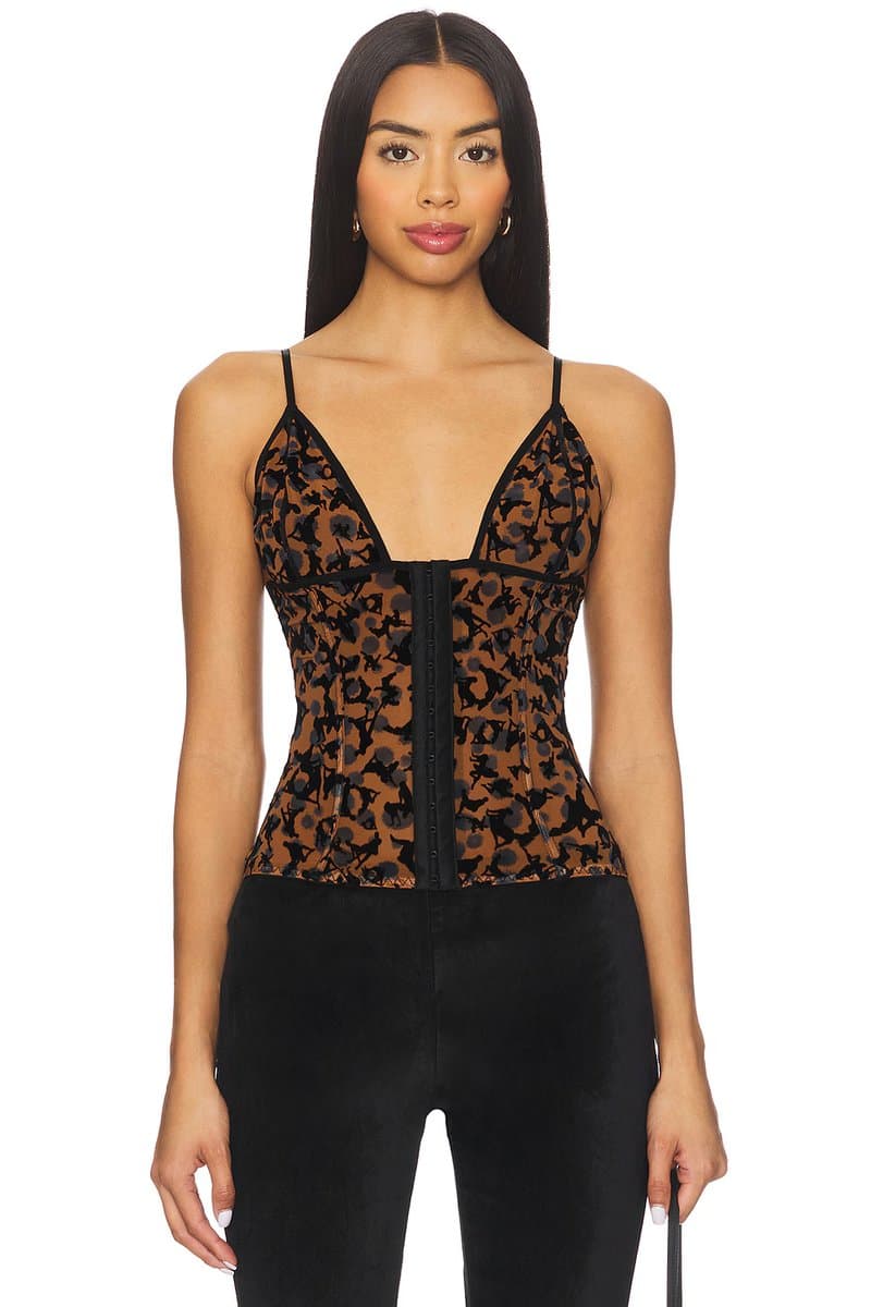 revolve Revolve Leopard Print Corset Top in Brown
