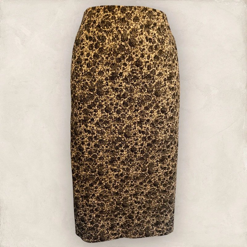 Caroline Charles Caroline Charles Womens Vintage Gold Brown Floral Shimmer Pencil Skirt UK 10 - 2