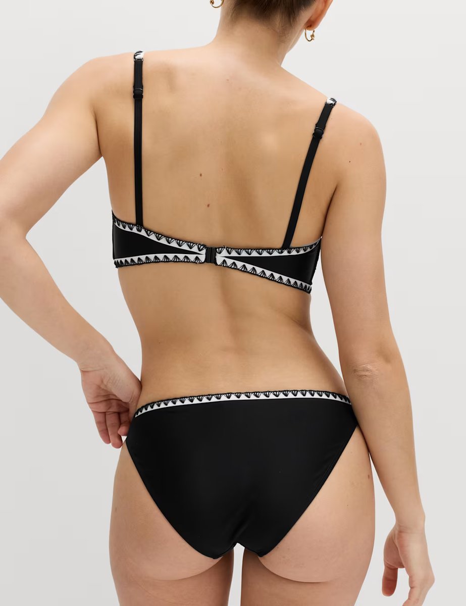 Marks & Spencer M&S Blanket Stitch High Waisted Bikini Bottoms Black Mix - 3