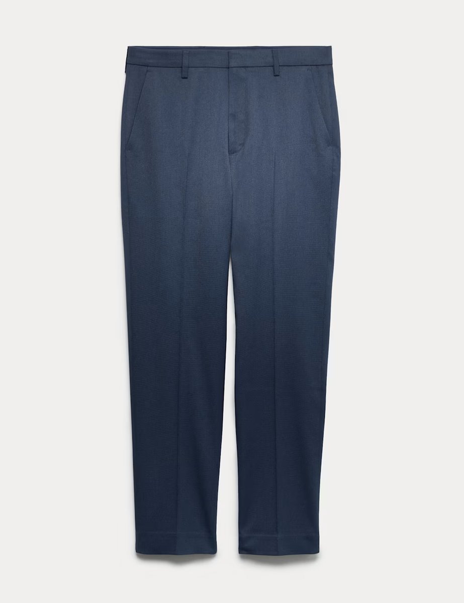 Marks & Spencer M&S Regular Fit Smart Stretch Trousers Indigo - 2