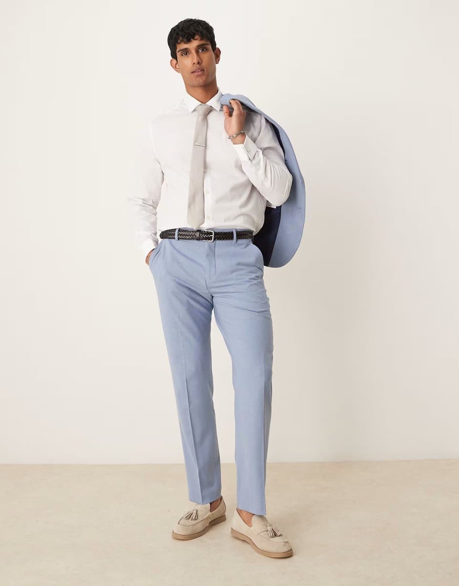 ASOS ASOS Selected Liam Regular Fit Trouser in Light Blue