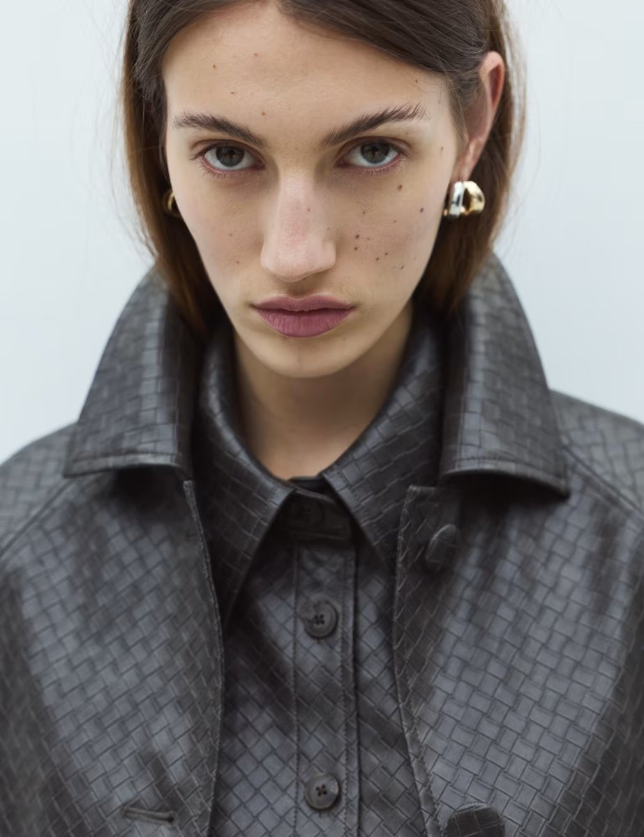 Marks & Spencer M&S Textured Faux Leather Jacket Dark Grey - 3