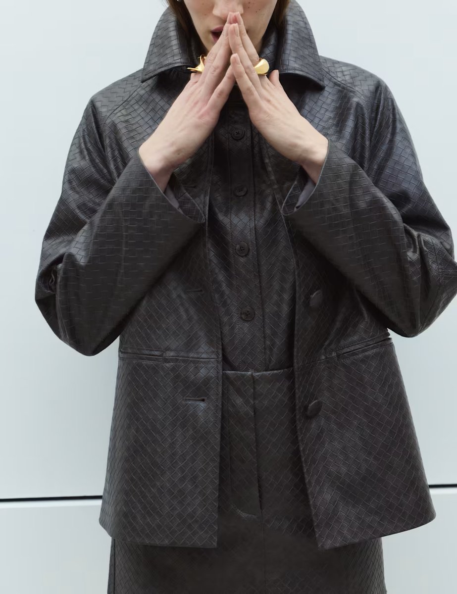 Marks & Spencer M&S Textured Faux Leather Jacket Dark Grey - 4