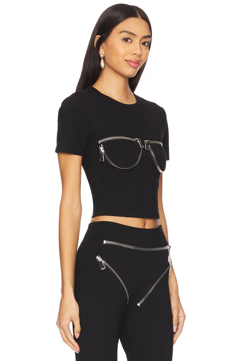 revolve Zipper Bustier Cup T-Shirt - 2