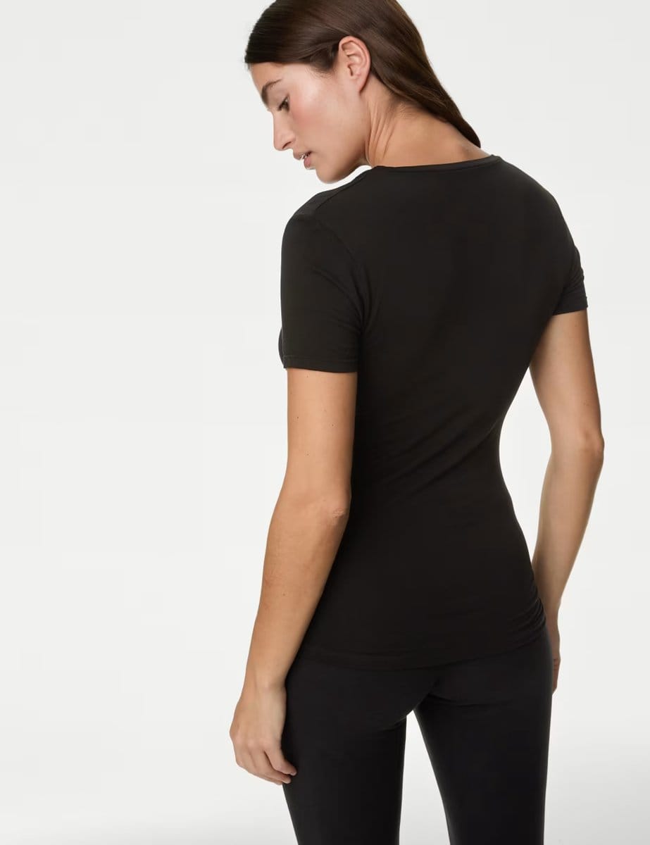 Marks & Spencer M&S 2 Pack Heatgen™ Thermal Short Sleeve Tops Black - 4