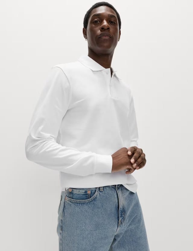 Marks & Spencer M&S Ultimate Cotton Rich Polo Shirt White - 2