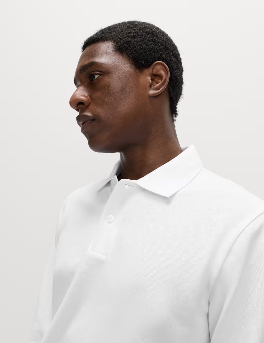Marks & Spencer M&S Ultimate Cotton Rich Polo Shirt White - 3