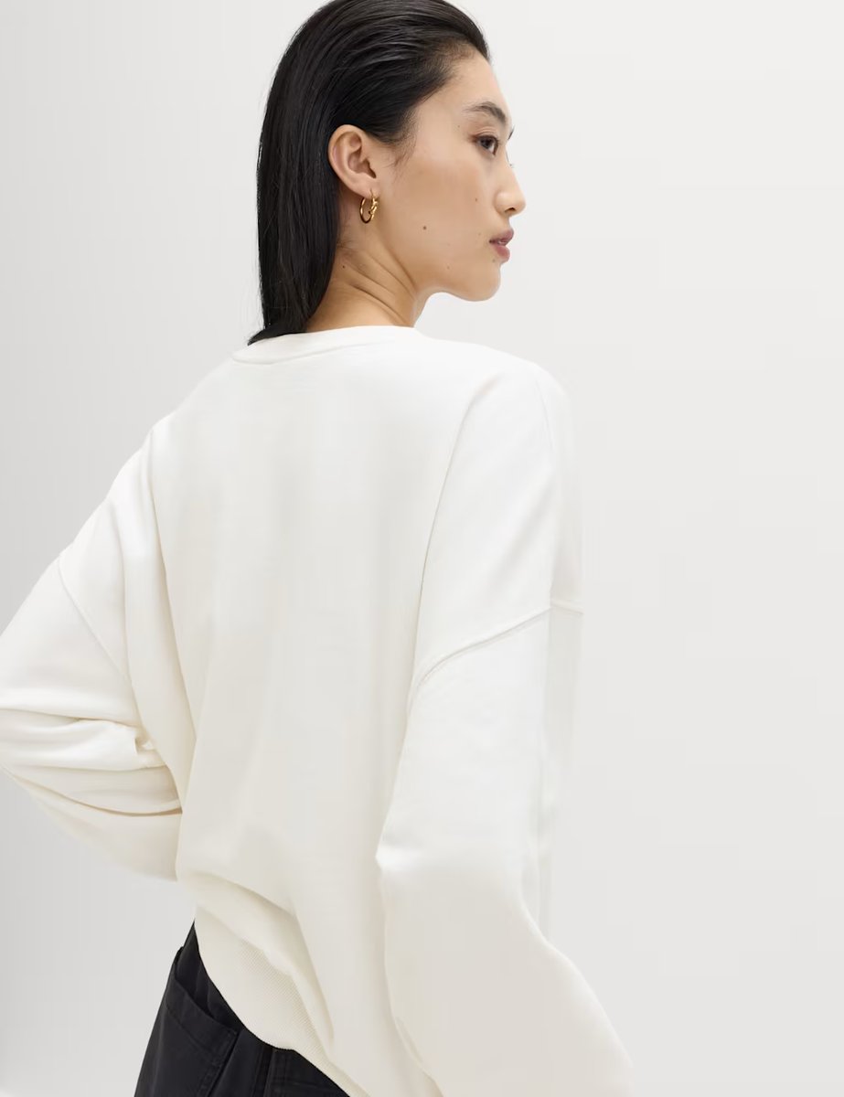 Marks & Spencer M&S Pure Cotton Embroidered Slogan Sweatshirt Ivory Mix - 4