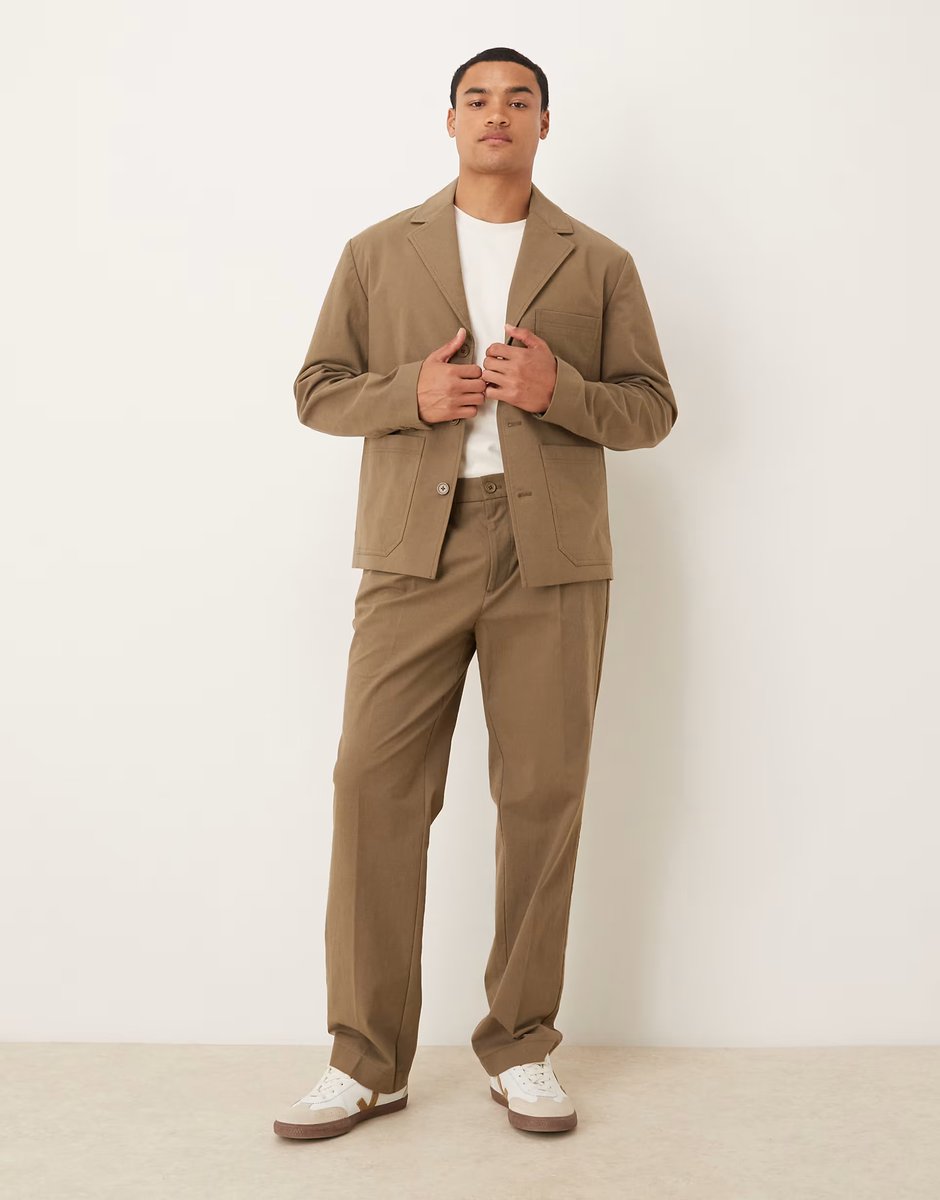 ASOS ASOS DESIGN smart co-ord shacket in khaki - 2