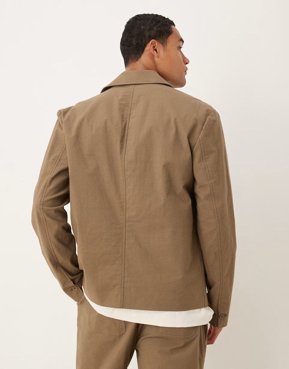 ASOS ASOS DESIGN smart co-ord shacket in khaki - 3