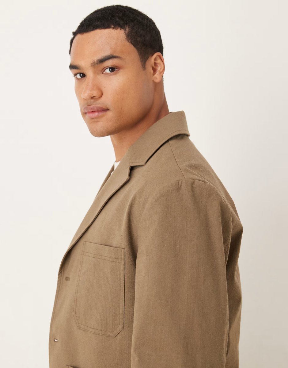 ASOS ASOS DESIGN smart co-ord shacket in khaki - 4