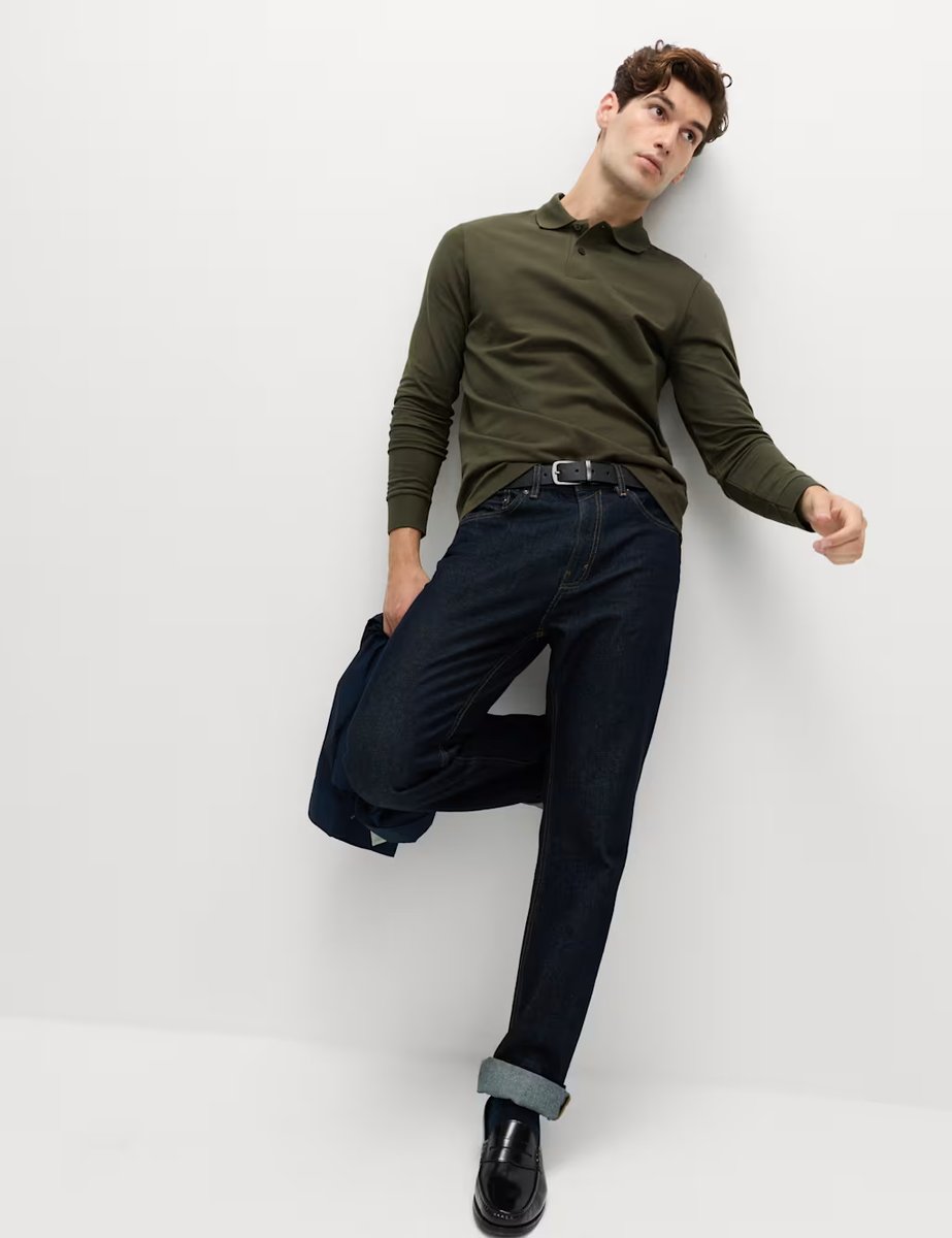 Marks & Spencer M&S Ultimate Cotton Rich Polo Shirt Dark Khaki - 4