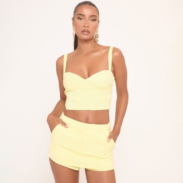 EGO EGO Sweetheart Neckline Tailored Crop Top in Yellow