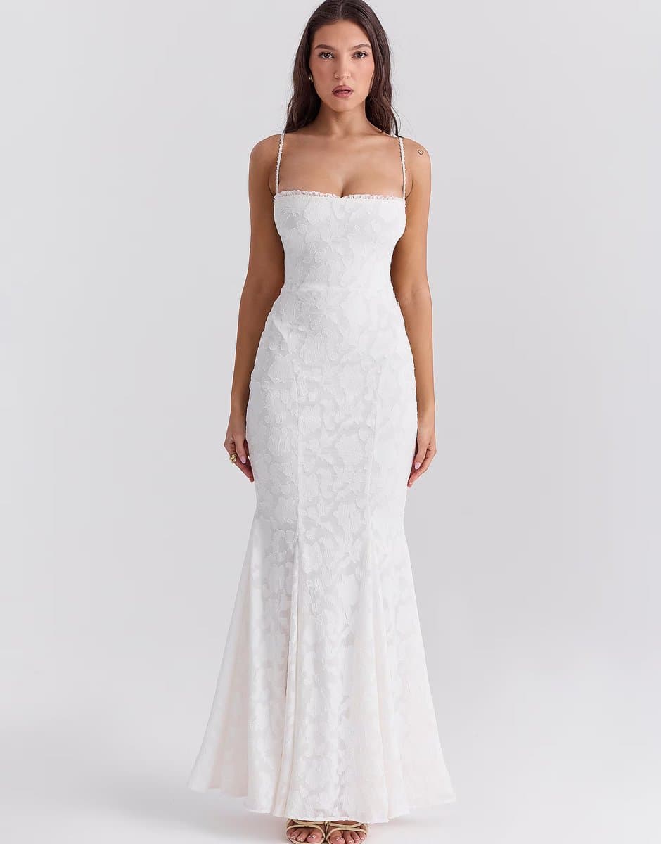 ASOS House of CB Joan lace up back maxi dress in ivory