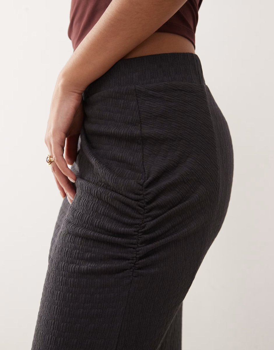 ASOS Noisy May ruched detail maxi skirt in charcoal - 2