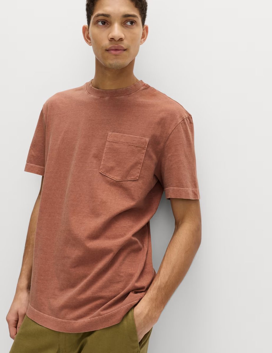 Marks & Spencer M&S Relaxed Pure Cotton Garment Dyed T-Shirt Rust - 3