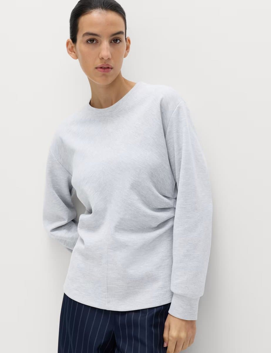 Marks & Spencer M&S Comfortable Crew Neck Sweatshirt in Grey Marl