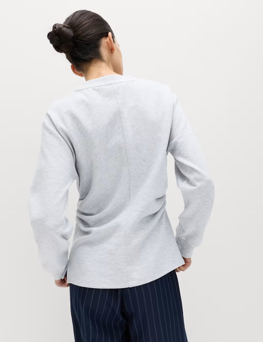 Marks & Spencer M&S Cotton Blend Waisted Sweatshirt Grey Marl - 3