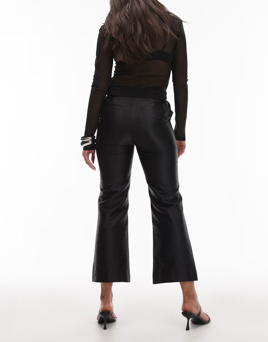 ASOS & Other Stories satin cropped flare trousers in black - 3
