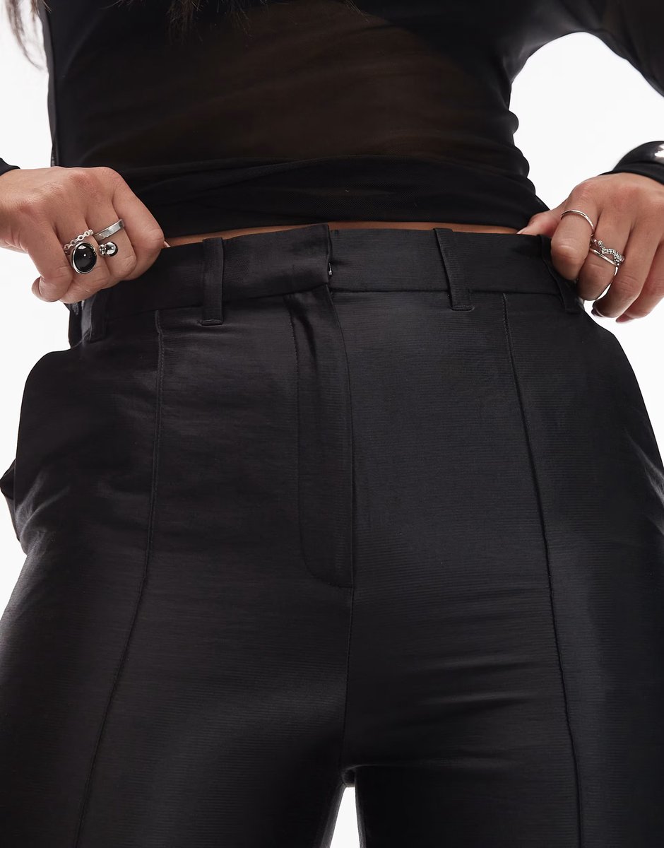 ASOS & Other Stories satin cropped flare trousers in black - 4