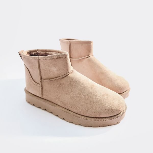 EGO Ultra Faux Fur Lining Ankle Boot In Taupe Brown Faux Suede, Women's Size UK 4 - 2