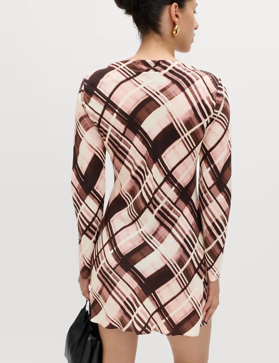 Marks & Spencer M&S Checked Mini Slip Dress Black Mix - 4