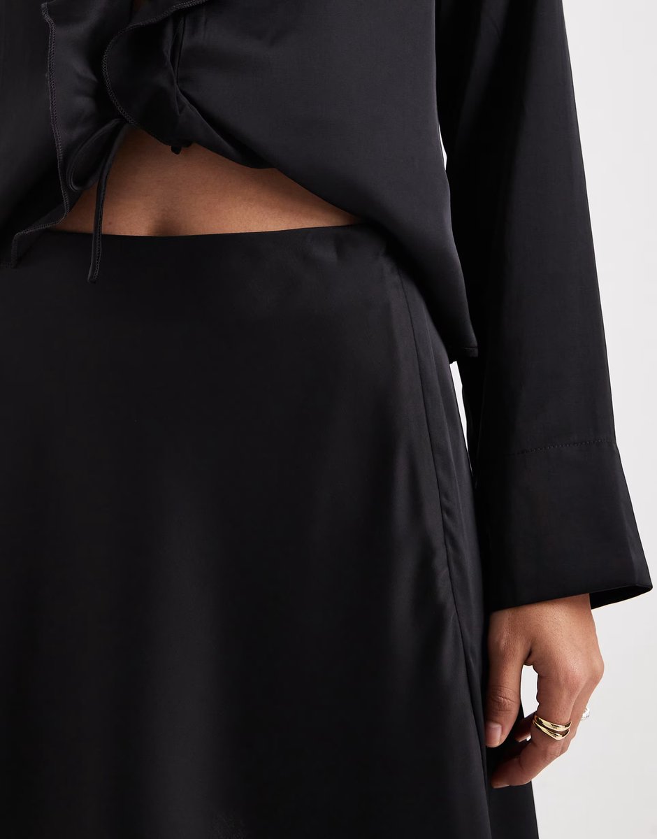 ASOS ONLY satin mini skirt co-ord in black - 3