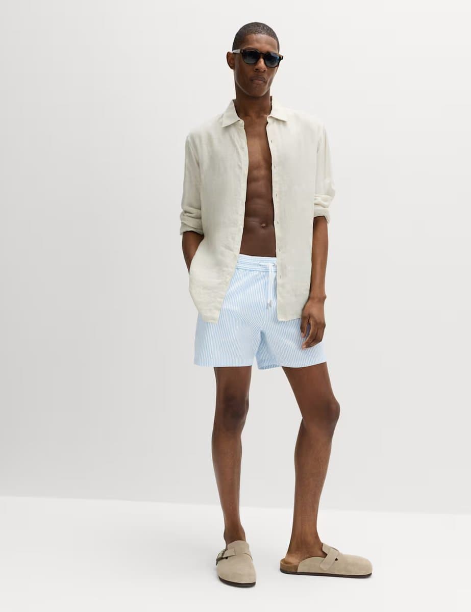 Marks & Spencer M&S Seersucker Swim Shorts Powder Blue