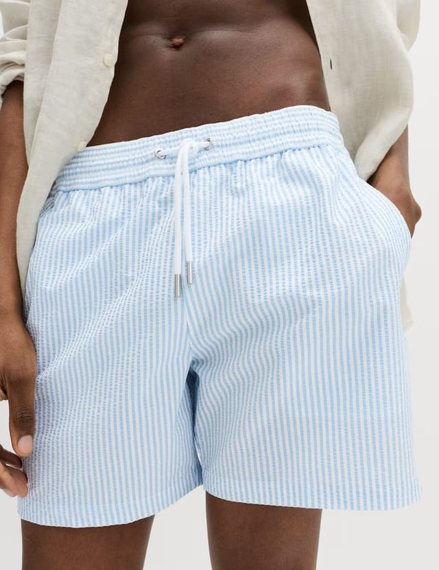 Marks & Spencer M&S Seersucker Swim Shorts Powder Blue - 2