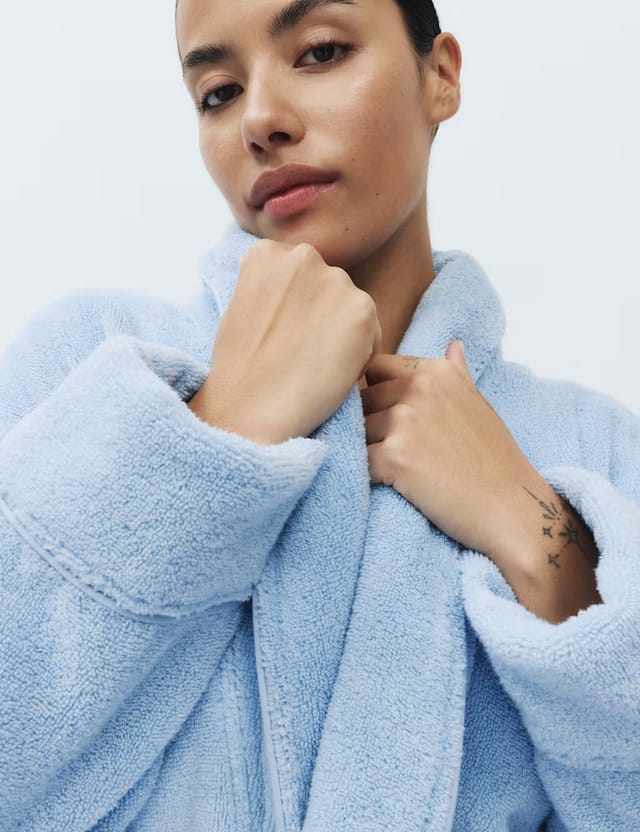 Marks & Spencer M&S Pure Cotton Towelling Dressing Gown Bluebell - 3