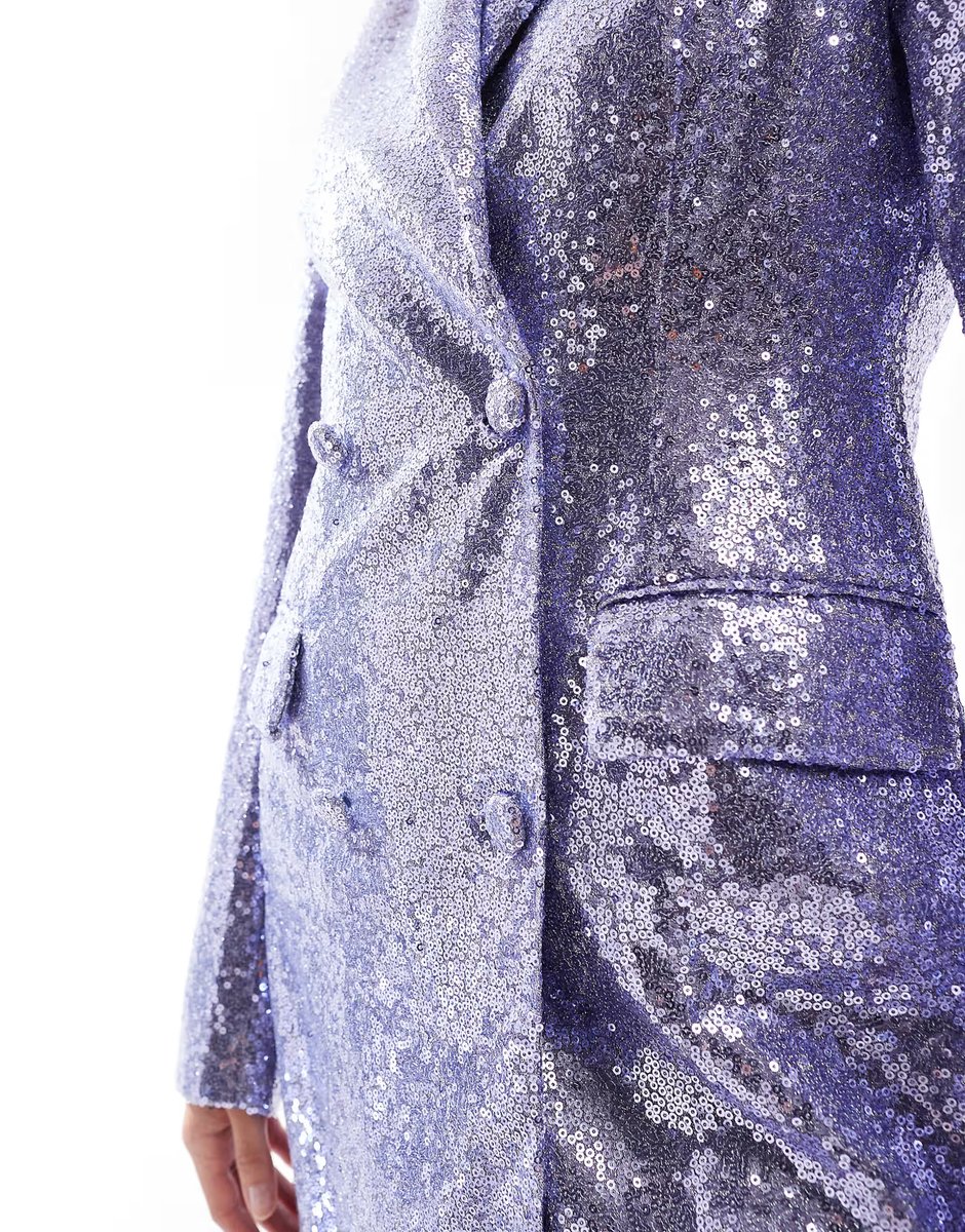 ASOS Glamorous blazer mini-dress in lilac sequin - 4