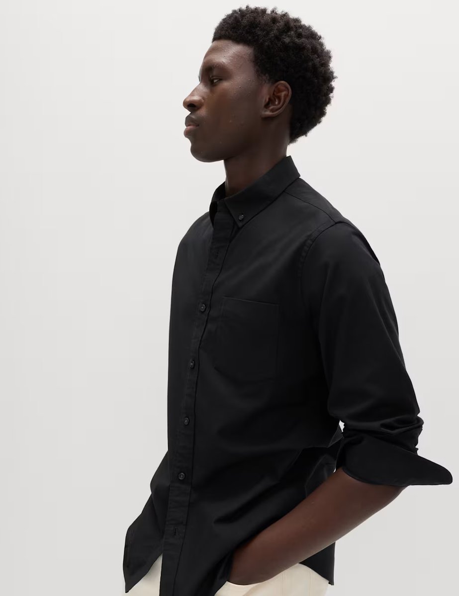 Marks & Spencer M&S Slim Fit Ultimate Cotton Rich Stretch Oxford Shirt Black - 4