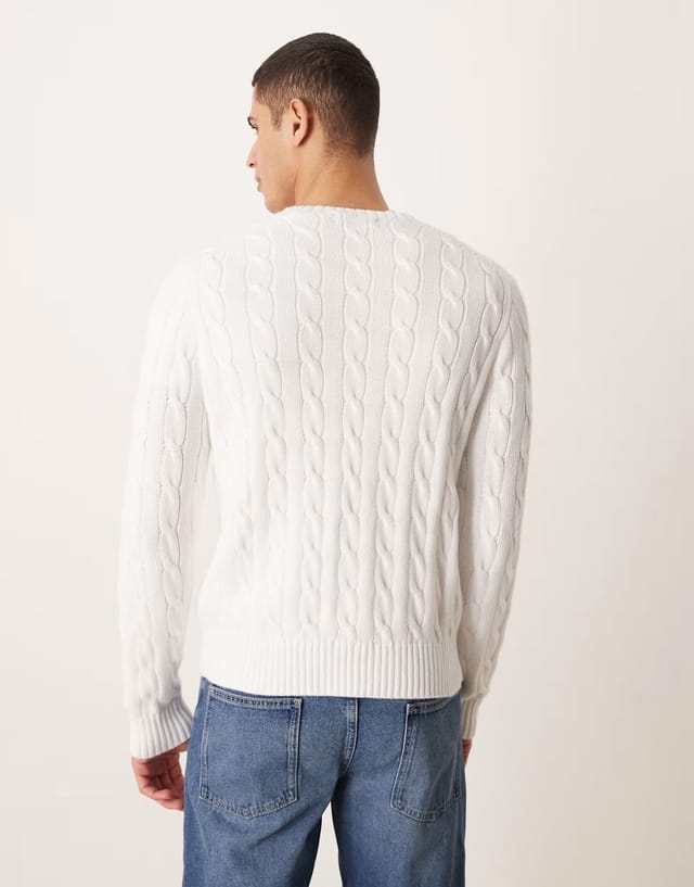ASOS Polo Ralph Lauren Team USA chest flag cotton cable knitted jumper in White - 3