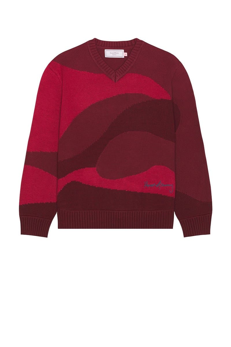 revolve Revolve House of Sunny Oversized V-Neck Jumper in Ruby Red