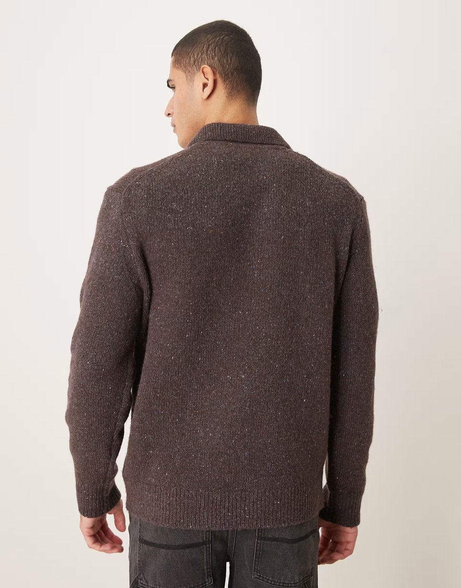 ASOS Calvin Klein Jeans polo neck knitted jumper in brown - 3