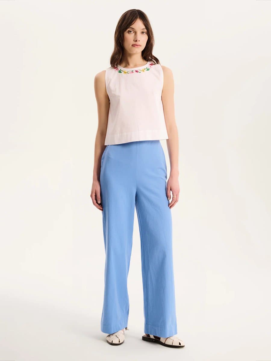 OMNES OMNES Floral Embroidered Cotton Crop Top in White