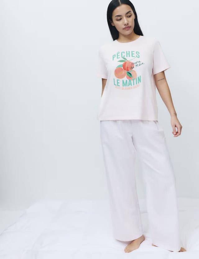 Marks & Spencer M&S Pure Cotton Pyjama Set Pink - 3