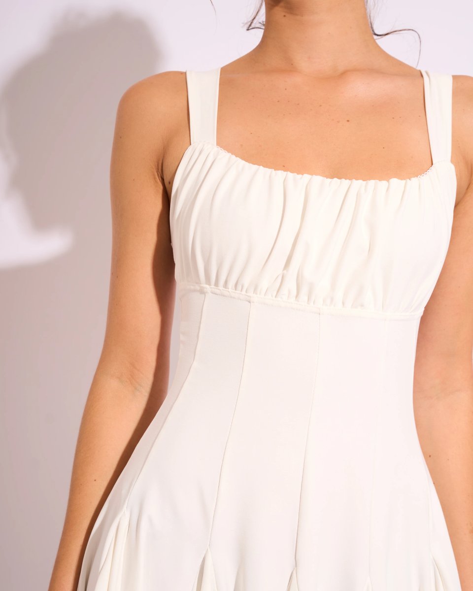 Public Desire Ruched Detail Mini Skater Dress Ivory - 3